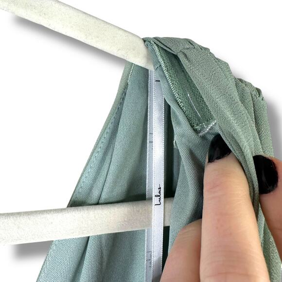 Lulus NWOT Heavenly Hues Sage Green Brush Woven Chiffon V-Neck Maxi Dress Large - Picture 7 of 12